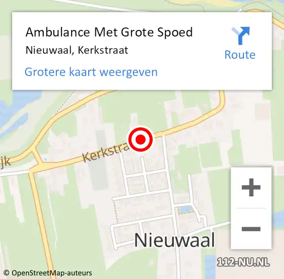Locatie op kaart van de 112 melding: Ambulance Met Grote Spoed Naar Nieuwaal, Kerkstraat op 16 december 2018 16:44