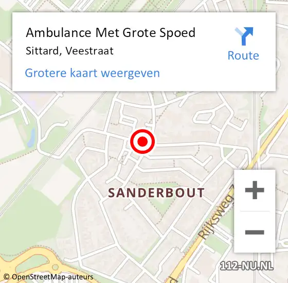 Locatie op kaart van de 112 melding: Ambulance Met Grote Spoed Naar Sittard, Veestraat op 16 december 2018 17:45