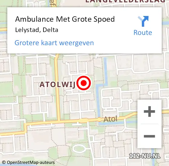 Locatie op kaart van de 112 melding: Ambulance Met Grote Spoed Naar Lelystad, Delta op 16 december 2018 19:58