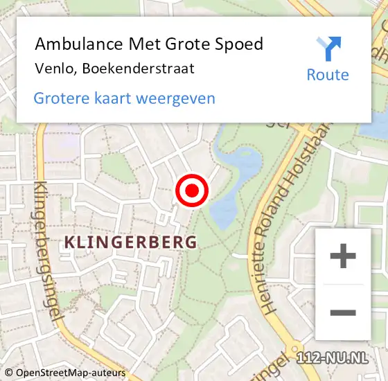 Locatie op kaart van de 112 melding: Ambulance Met Grote Spoed Naar Venlo, Boekenderstraat op 16 december 2018 20:44