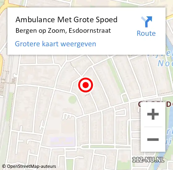 Locatie op kaart van de 112 melding: Ambulance Met Grote Spoed Naar Bergen op Zoom, Esdoornstraat op 16 december 2018 21:06