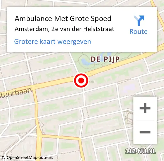 Locatie op kaart van de 112 melding: Ambulance Met Grote Spoed Naar Amsterdam, 2e van der Helststraat op 16 december 2018 21:09