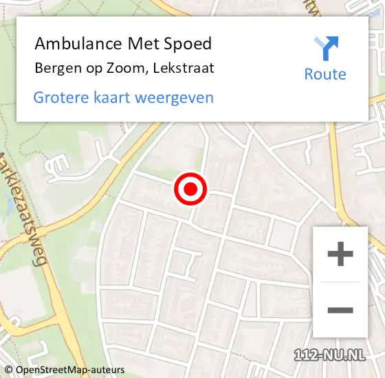 Locatie op kaart van de 112 melding: Ambulance Met Spoed Naar Bergen op Zoom, Lekstraat op 16 december 2018 21:58