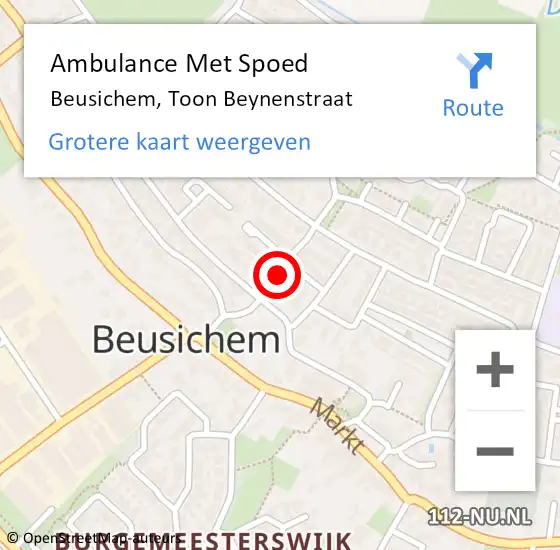 Locatie op kaart van de 112 melding: Ambulance Met Spoed Naar Beusichem, Toon Beynenstraat op 16 december 2018 22:28