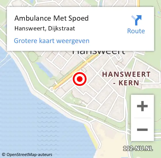 Locatie op kaart van de 112 melding: Ambulance Met Spoed Naar Hansweert, Dijkstraat op 17 december 2018 00:43