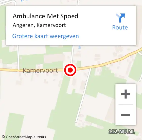 Locatie op kaart van de 112 melding: Ambulance Met Spoed Naar Angeren, Kamervoort op 17 december 2018 01:02