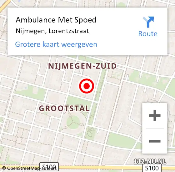 Locatie op kaart van de 112 melding: Ambulance Met Spoed Naar Nijmegen, Lorentzstraat op 17 december 2018 01:12