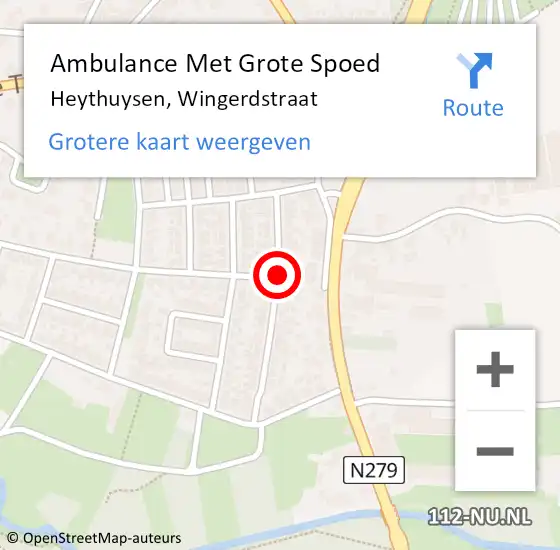 Locatie op kaart van de 112 melding: Ambulance Met Grote Spoed Naar Heythuysen, Wingerdstraat op 17 december 2018 01:58