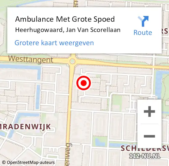 Locatie op kaart van de 112 melding: Ambulance Met Grote Spoed Naar Heerhugowaard, Jan Van Scorellaan op 17 december 2018 02:13