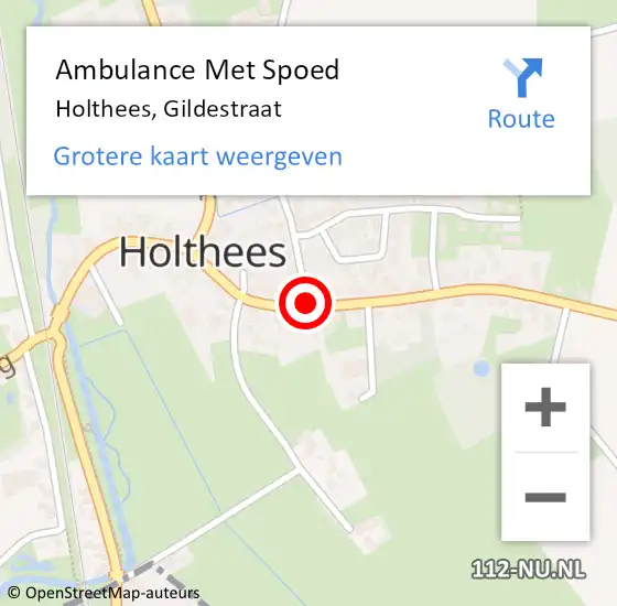 Locatie op kaart van de 112 melding: Ambulance Met Spoed Naar Holthees, Gildestraat op 17 december 2018 02:24