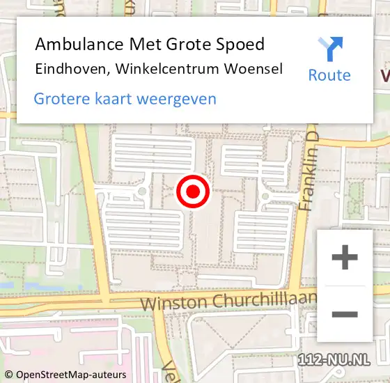 Locatie op kaart van de 112 melding: Ambulance Met Grote Spoed Naar Eindhoven, Winkelcentrum Woensel op 17 december 2018 02:32