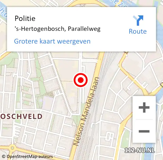 Locatie op kaart van de 112 melding: Politie 's-Hertogenbosch, Parallelweg op 17 december 2018 07:10
