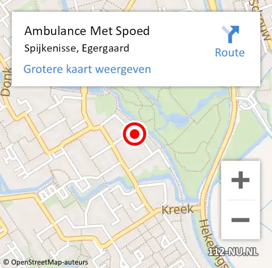 Locatie op kaart van de 112 melding: Ambulance Met Spoed Naar Spijkenisse, Egergaard op 17 december 2018 07:11
