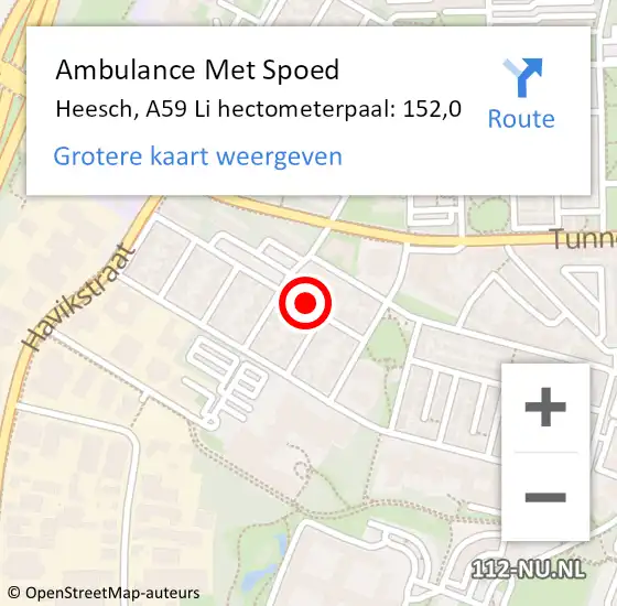 Locatie op kaart van de 112 melding: Ambulance Met Spoed Naar Heesch, A59 Li hectometerpaal: 151,5 op 17 december 2018 07:25