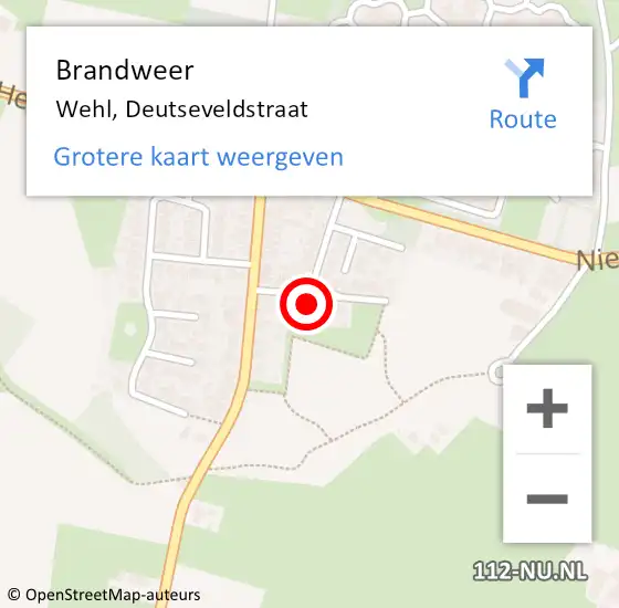 Locatie op kaart van de 112 melding: Brandweer Wehl, Deutseveldstraat op 17 maart 2014 20:35