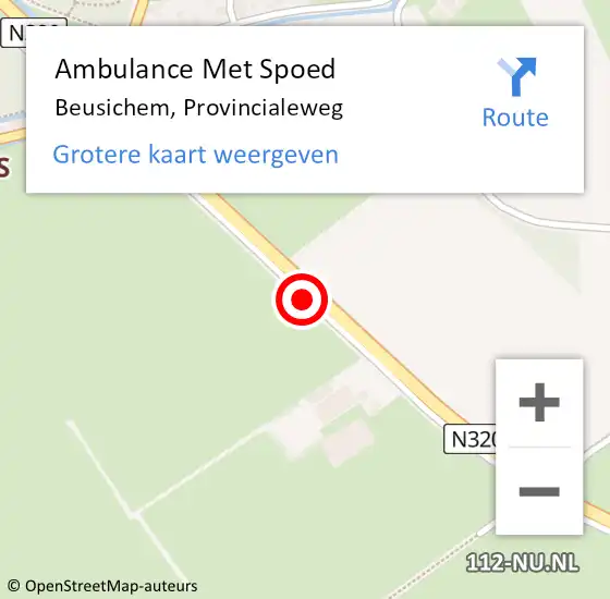 Locatie op kaart van de 112 melding: Ambulance Met Spoed Naar Beusichem, Provincialeweg op 17 december 2018 08:21