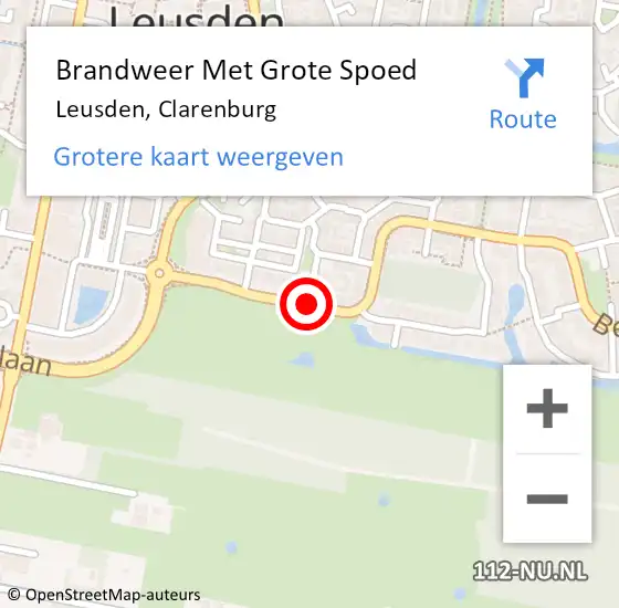 Locatie op kaart van de 112 melding: Brandweer Met Grote Spoed Naar Leusden, Clarenburg op 17 december 2018 09:37
