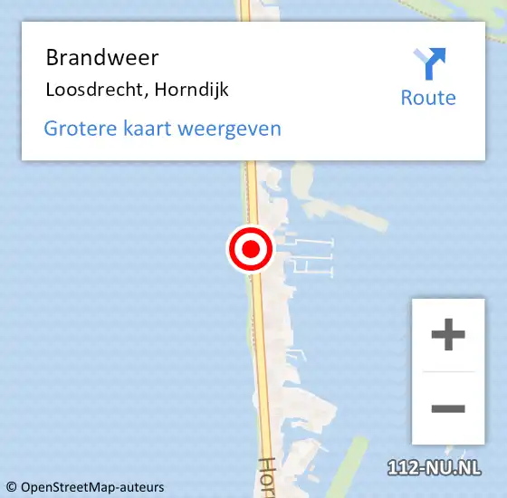 Locatie op kaart van de 112 melding: Brandweer Loosdrecht, Horndijk op 17 december 2018 09:53
