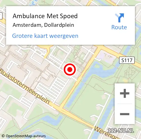 Locatie op kaart van de 112 melding: Ambulance Met Spoed Naar Amsterdam, Dollardplein op 17 december 2018 10:08