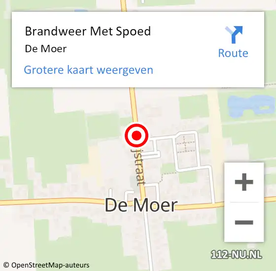 Locatie op kaart van de 112 melding: Brandweer Met Spoed Naar De Moer op 17 december 2018 11:25