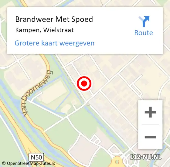 Locatie op kaart van de 112 melding: Brandweer Met Spoed Naar Kampen, Wielstraat op 17 december 2018 11:32