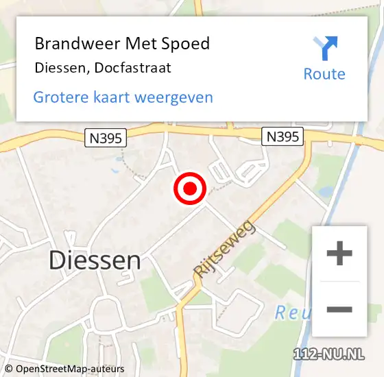 Locatie op kaart van de 112 melding: Brandweer Met Spoed Naar Diessen, Docfastraat op 17 december 2018 11:32