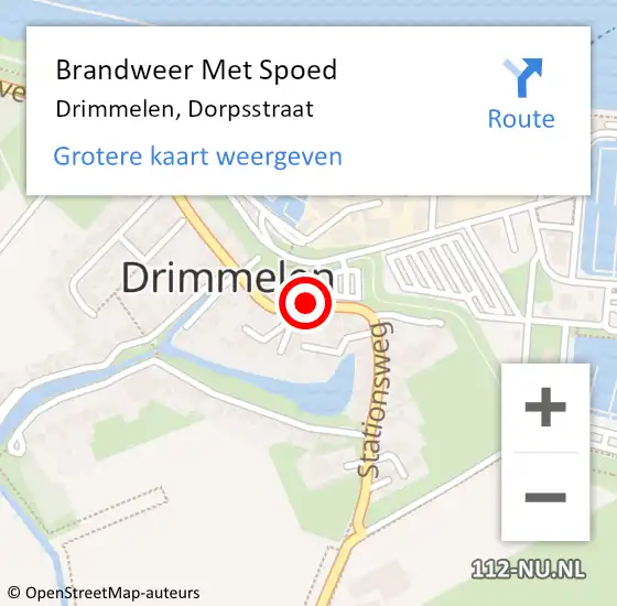 Locatie op kaart van de 112 melding: Brandweer Met Spoed Naar Drimmelen, Dorpsstraat op 17 december 2018 11:38