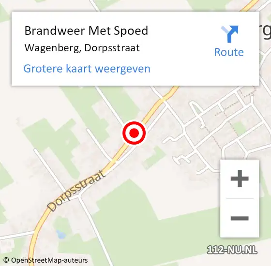 Locatie op kaart van de 112 melding: Brandweer Met Spoed Naar Wagenberg, Dorpsstraat op 17 december 2018 11:41