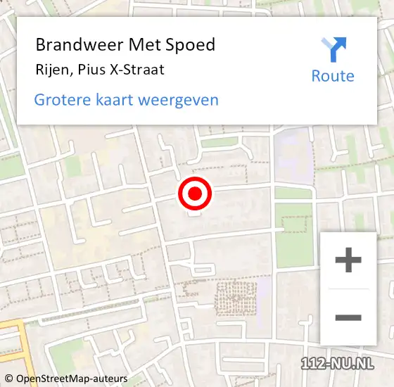 Locatie op kaart van de 112 melding: Brandweer Met Spoed Naar Rijen, Pius X-Straat op 17 december 2018 11:44