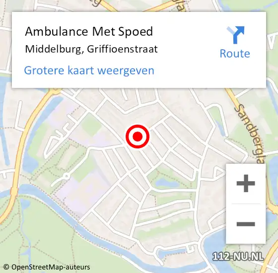 Locatie op kaart van de 112 melding: Ambulance Met Spoed Naar Middelburg, Griffioenstraat op 17 december 2018 12:09
