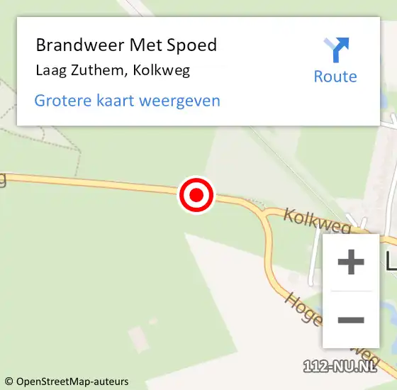 Locatie op kaart van de 112 melding: Brandweer Met Spoed Naar Laag Zuthem, Kolkweg op 17 december 2018 12:44