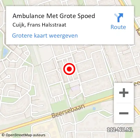 Locatie op kaart van de 112 melding: Ambulance Met Grote Spoed Naar Cuijk, Frans Halsstraat op 17 december 2018 13:37