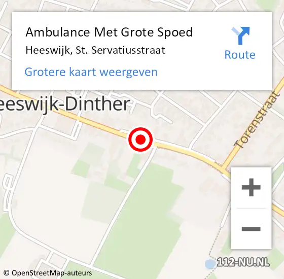 Locatie op kaart van de 112 melding: Ambulance Met Grote Spoed Naar Heeswijk, St. Servatiusstraat op 17 december 2018 13:46