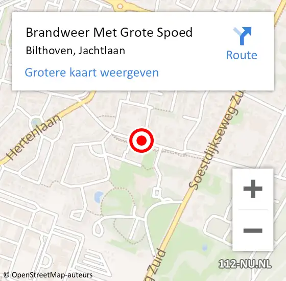 Locatie op kaart van de 112 melding: Brandweer Met Grote Spoed Naar Bilthoven, Jachtlaan op 17 december 2018 14:12