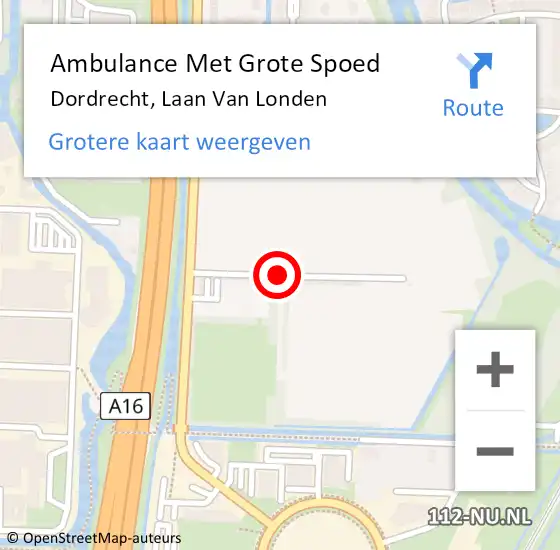 Locatie op kaart van de 112 melding: Ambulance Met Grote Spoed Naar Dordrecht, Laan Van Londen op 17 december 2018 14:25