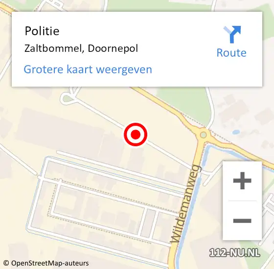 Locatie op kaart van de 112 melding: Politie Zaltbommel, Doornepol op 17 december 2018 15:09