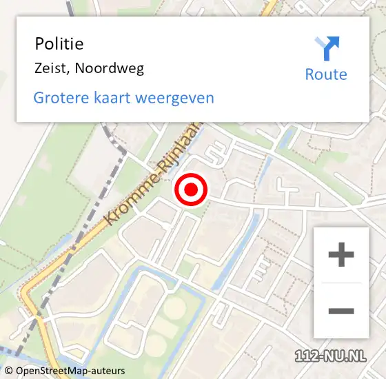 Locatie op kaart van de 112 melding: Politie Zeist, Noordweg op 17 december 2018 16:16