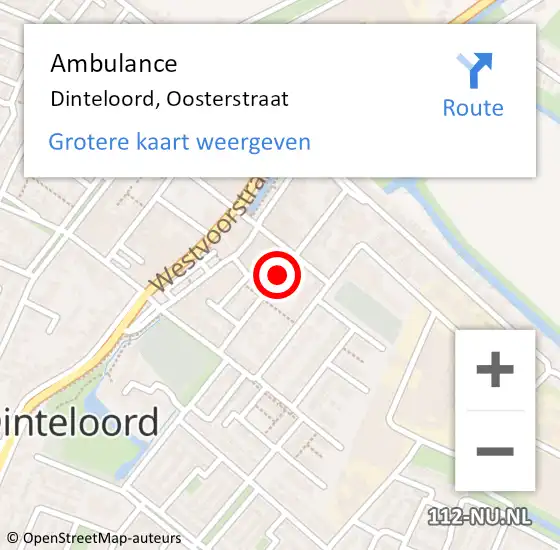 Locatie op kaart van de 112 melding: Ambulance Dinteloord, Oosterstraat op 17 december 2018 16:28