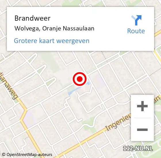 Locatie op kaart van de 112 melding: Brandweer Wolvega, Oranje Nassaulaan op 17 december 2018 16:38