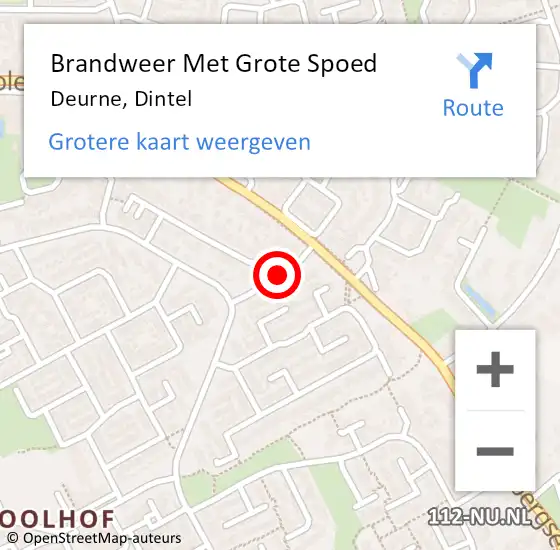 Locatie op kaart van de 112 melding: Brandweer Met Grote Spoed Naar Deurne, Dintel op 17 december 2018 17:20