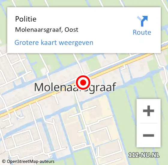 Locatie op kaart van de 112 melding: Politie Molenaarsgraaf, Oost op 17 december 2018 17:45