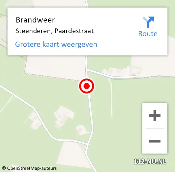 Locatie op kaart van de 112 melding: Brandweer Steenderen, Paardestraat op 17 december 2018 20:06