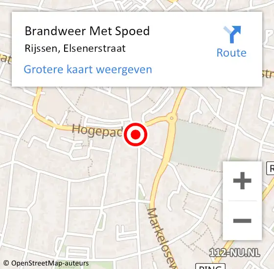 Locatie op kaart van de 112 melding: Brandweer Met Spoed Naar Rijssen, Elsenerstraat op 17 december 2018 20:16