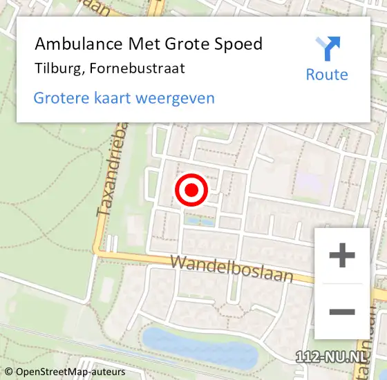 Locatie op kaart van de 112 melding: Ambulance Met Grote Spoed Naar Tilburg, Fornebustraat op 17 december 2018 20:32