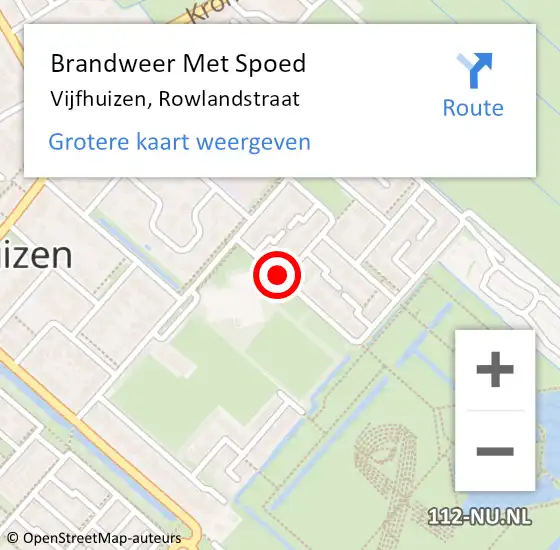 Locatie op kaart van de 112 melding: Brandweer Met Spoed Naar Vijfhuizen, Rowlandstraat op 17 december 2018 21:09