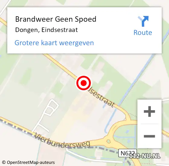 Locatie op kaart van de 112 melding: Brandweer Geen Spoed Naar Dongen, Eindsestraat op 17 december 2018 21:35