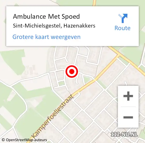 Locatie op kaart van de 112 melding: Ambulance Met Spoed Naar Sint-Michielsgestel, Hazenakkers op 17 december 2018 23:05