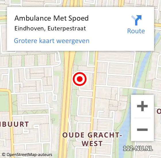 Locatie op kaart van de 112 melding: Ambulance Met Spoed Naar Eindhoven, Euterpestraat op 18 december 2018 01:52