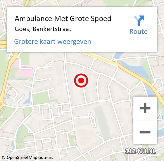 Locatie op kaart van de 112 melding: Ambulance Met Grote Spoed Naar Goes, Bankertstraat op 18 december 2018 04:13