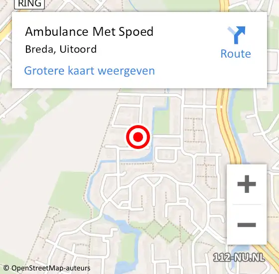 Locatie op kaart van de 112 melding: Ambulance Met Spoed Naar Breda, Uitoord op 18 december 2018 05:17